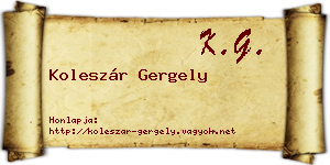 Koleszár Gergely névjegykártya